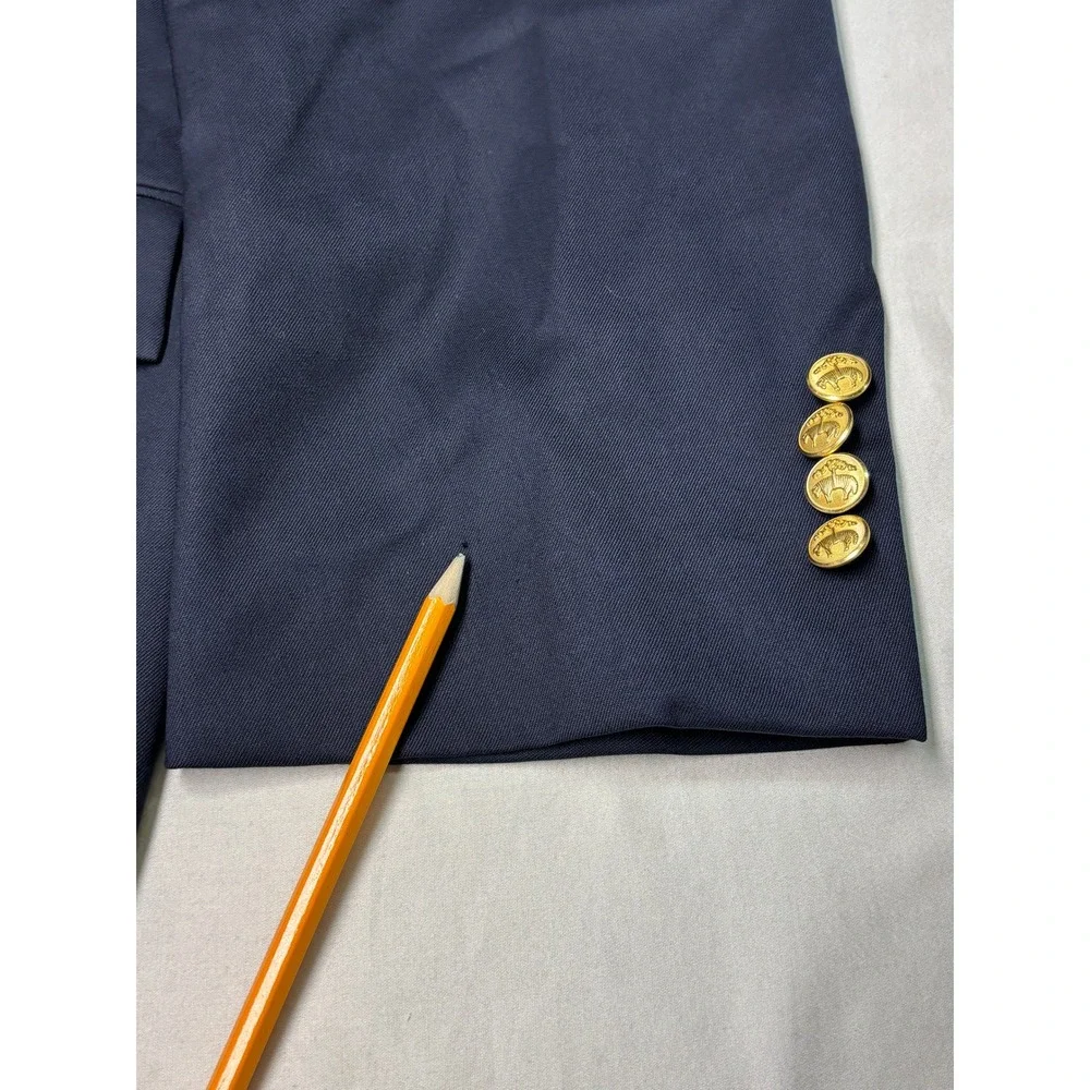 Brooks Brothers Mens 50L Navy Blue Wool Blazer‎ Gold Crest Buttons Made in USA